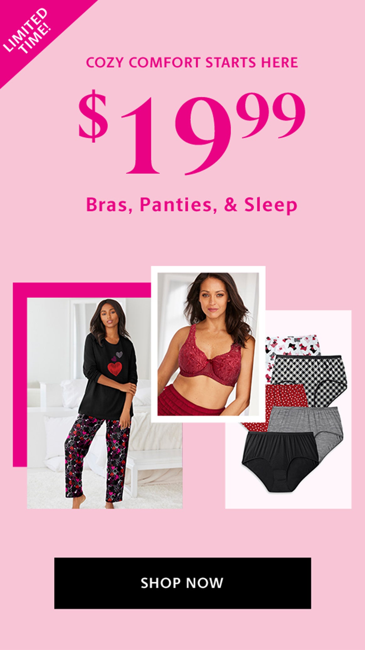 $19.99 Bras, Panties and Sleep  shop now